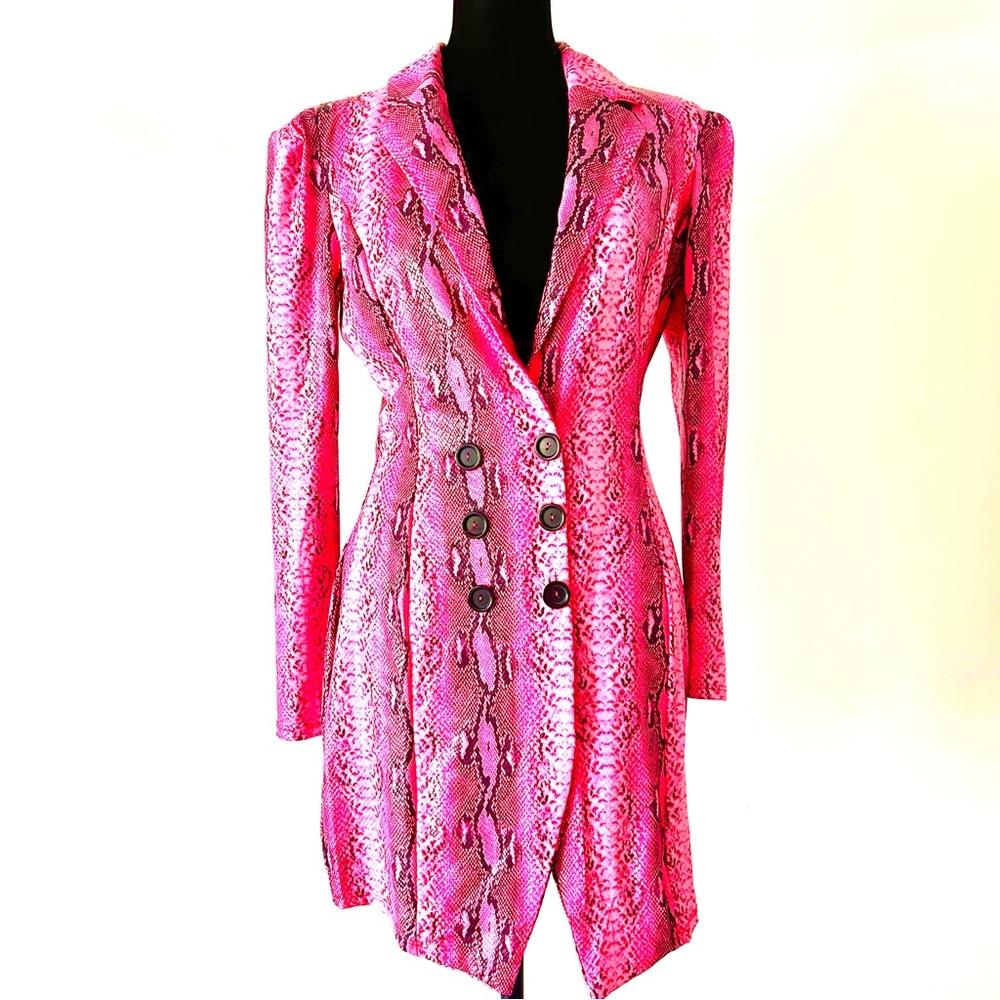 Neon Pink Snake Skin Print Blazer Size S